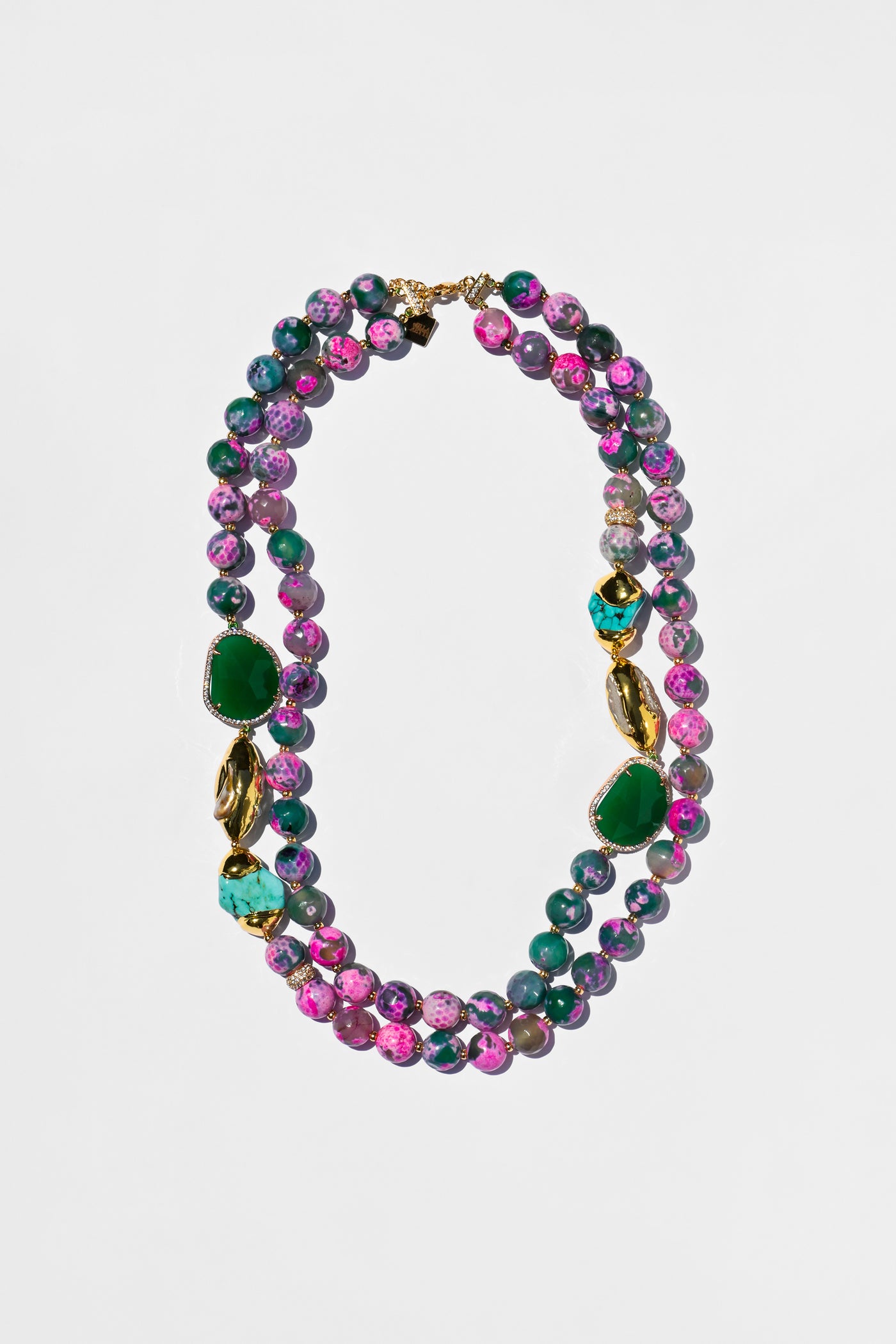 Hamptons Fushia and Green Agate Necklace - CAMILLA SERETTI