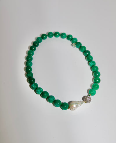 Cannes Necklace, Natural Green Jadelite, 18”