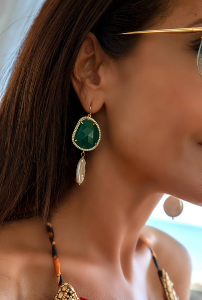 Nadia Pearl Jade Drop Earrings