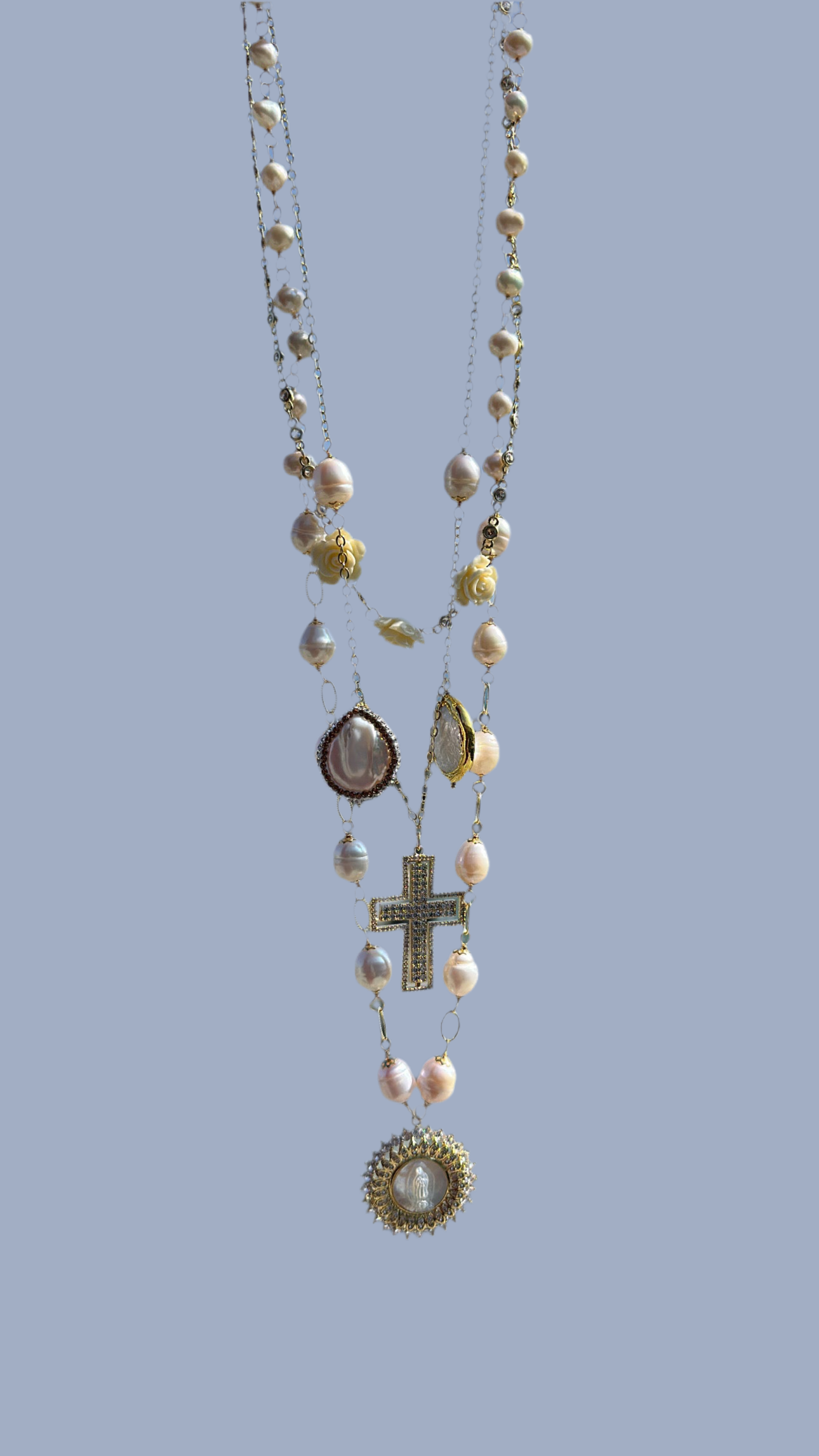 Brandi layered Cross Pearl Necklace