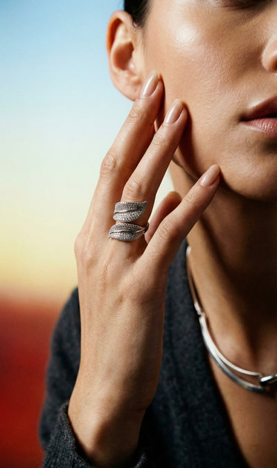 Eve Leaf Ring, Silver