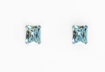 Emerald cut solitaire earrings