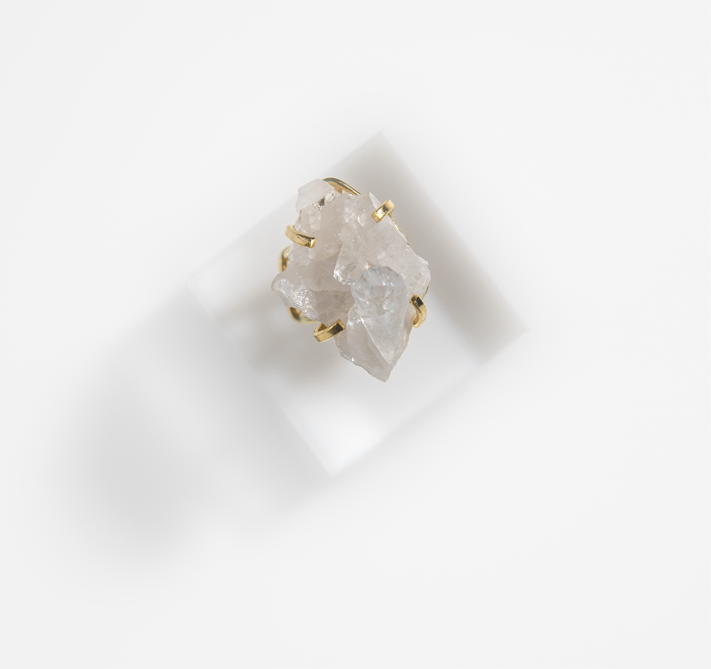 Rock crystal adjustable ring