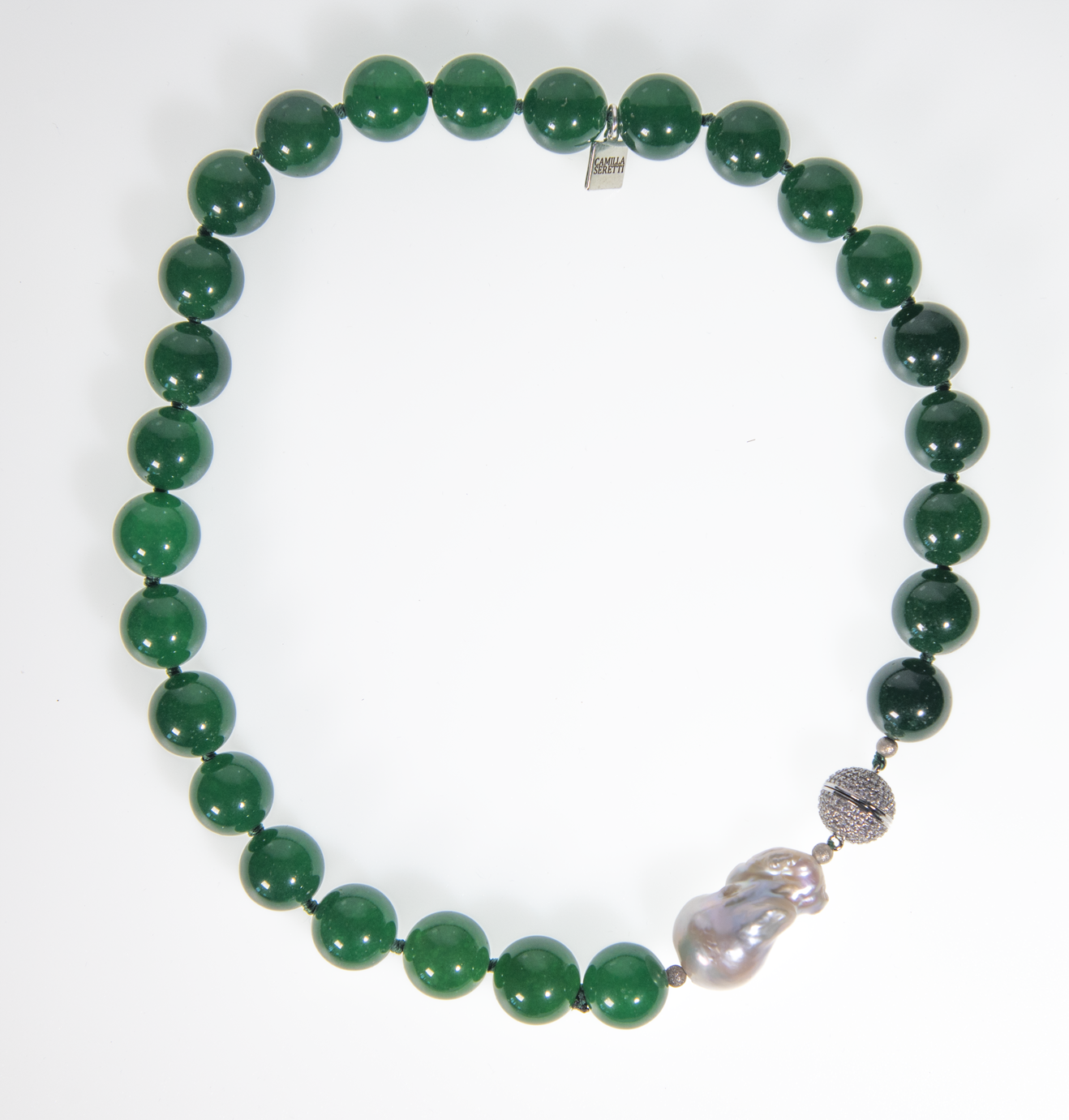 Cannes Necklace, Natural Green Jadelite, 18”
