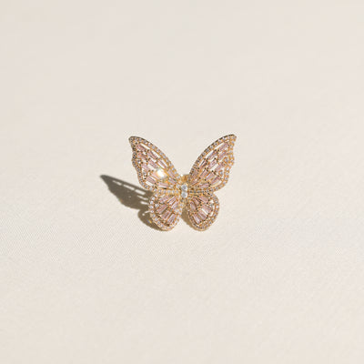 Carrie Butterfly Ring, Gold/Pink - CAMILLA SERETTI