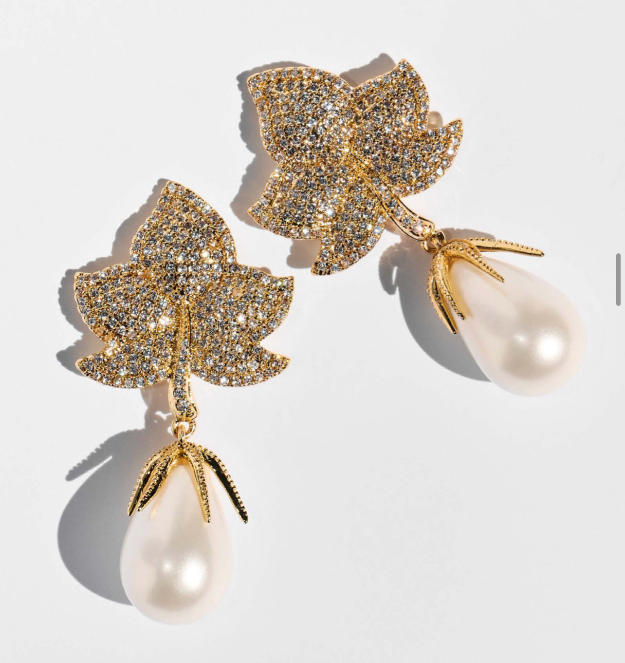 Malika Pearl Leaf Earrings - CAMILLA SERETTI