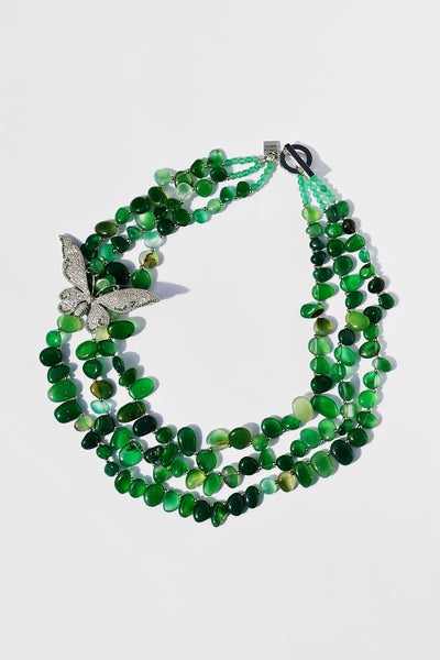 Paris Butterfly Green Agate Necklace